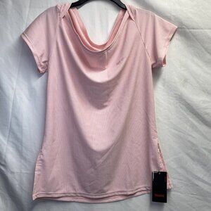 Haowind Workout Short Sleeve Boat Neck Shirt Women XL Pink Side Slit Tee New